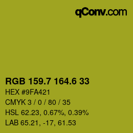 カラーコード: RGB 159.7 164.6 33 | qconv.com