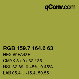 カラーコード: RGB 159.7 164.6 63 | qconv.com