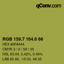 カラーコード: RGB 159.7 164.6 68 | qconv.com