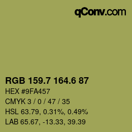 カラーコード: RGB 159.7 164.6 87 | qconv.com