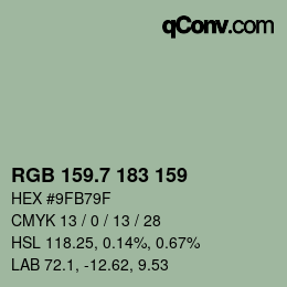 カラーコード: RGB 159.7 183 159 | qconv.com
