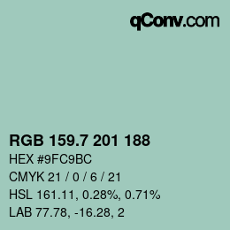カラーコード: RGB 159.7 201 188 | qconv.com