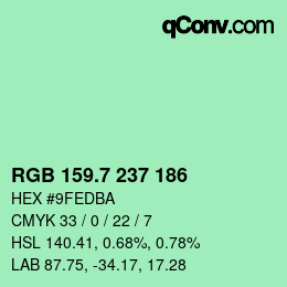 カラーコード: RGB 159.7 237 186 | qconv.com