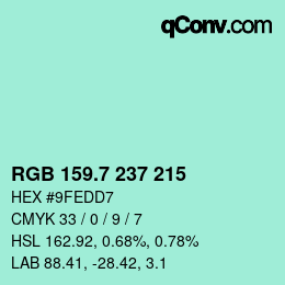 カラーコード: RGB 159.7 237 215 | qconv.com