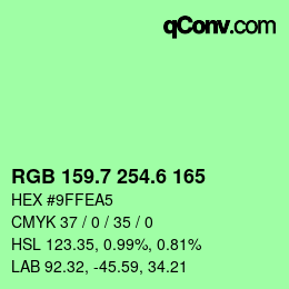 カラーコード: RGB 159.7 254.6 165 | qconv.com