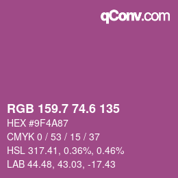 カラーコード: RGB 159.7 74.6 135 | qconv.com