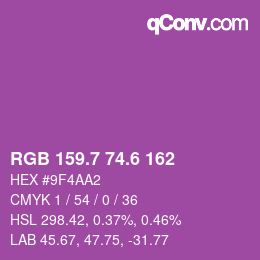 カラーコード: RGB 159.7 74.6 162 | qconv.com