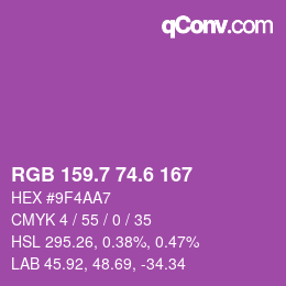 カラーコード: RGB 159.7 74.6 167 | qconv.com