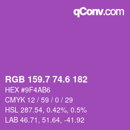 カラーコード: RGB 159.7 74.6 182 | qconv.com