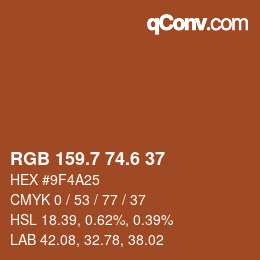 カラーコード: RGB 159.7 74.6 37 | qconv.com