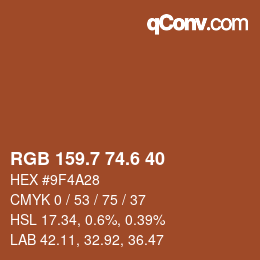 カラーコード: RGB 159.7 74.6 40 | qconv.com