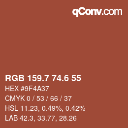 カラーコード: RGB 159.7 74.6 55 | qconv.com