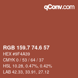 カラーコード: RGB 159.7 74.6 57 | qconv.com