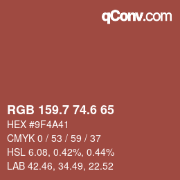 カラーコード: RGB 159.7 74.6 65 | qconv.com