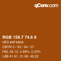カラーコード: RGB 159.7 74.6 9 | qconv.com