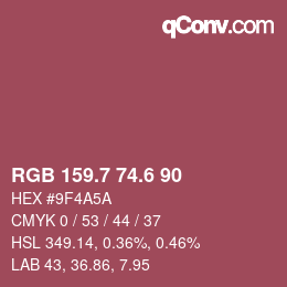 カラーコード: RGB 159.7 74.6 90 | qconv.com