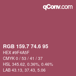 カラーコード: RGB 159.7 74.6 95 | qconv.com