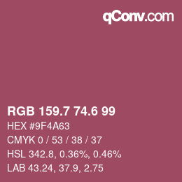 カラーコード: RGB 159.7 74.6 99 | qconv.com