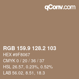 Color code: RGB 159.9 128.2 103 | qconv.com