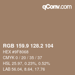Color code: RGB 159.9 128.2 104 | qconv.com