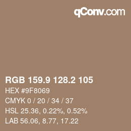 Color code: RGB 159.9 128.2 105 | qconv.com