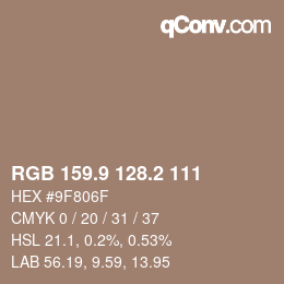 カラーコード: RGB 159.9 128.2 111 | qconv.com