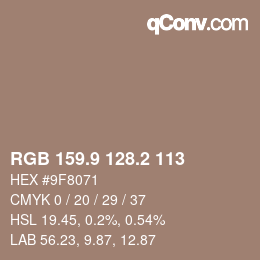 Color code: RGB 159.9 128.2 113 | qconv.com