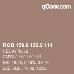 Color code: RGB 159.9 128.2 114 | qconv.com