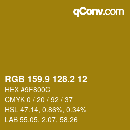 カラーコード: RGB 159.9 128.2 12 | qconv.com