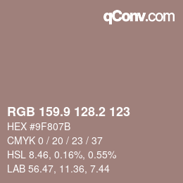 Color code: RGB 159.9 128.2 123 | qconv.com