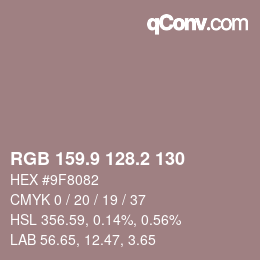 Color code: RGB 159.9 128.2 130 | qconv.com