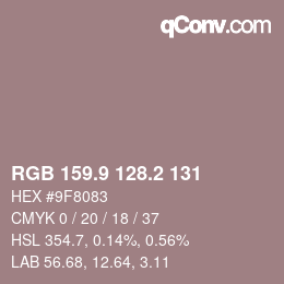 Color code: RGB 159.9 128.2 131 | qconv.com