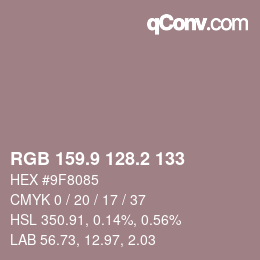 Color code: RGB 159.9 128.2 133 | qconv.com