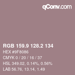 Color code: RGB 159.9 128.2 134 | qconv.com
