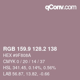 Color code: RGB 159.9 128.2 138 | qconv.com