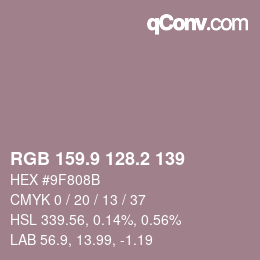 Color code: RGB 159.9 128.2 139 | qconv.com