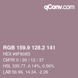 Color code: RGB 159.9 128.2 141 | qconv.com