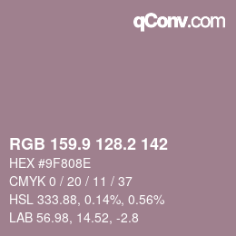 カラーコード: RGB 159.9 128.2 142 | qconv.com