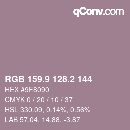 カラーコード: RGB 159.9 128.2 144 | qconv.com