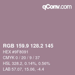 カラーコード: RGB 159.9 128.2 145 | qconv.com