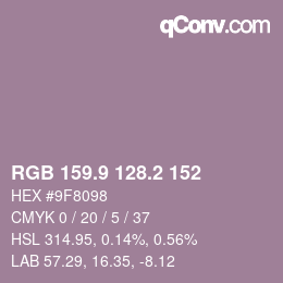 カラーコード: RGB 159.9 128.2 152 | qconv.com