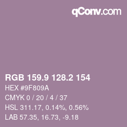 Color code: RGB 159.9 128.2 154 | qconv.com