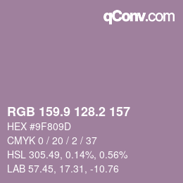 カラーコード: RGB 159.9 128.2 157 | qconv.com