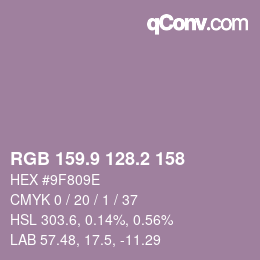 Color code: RGB 159.9 128.2 158 | qconv.com