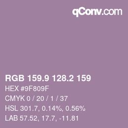 Color code: RGB 159.9 128.2 159 | qconv.com