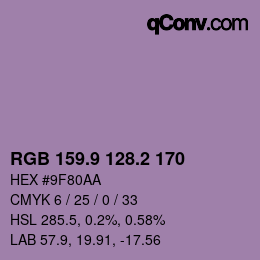 Color code: RGB 159.9 128.2 170 | qconv.com