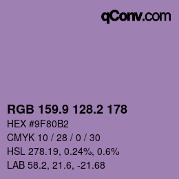 カラーコード: RGB 159.9 128.2 178 | qconv.com
