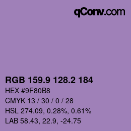 Color code: RGB 159.9 128.2 184 | qconv.com
