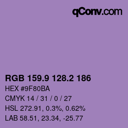 カラーコード: RGB 159.9 128.2 186 | qconv.com