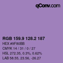 カラーコード: RGB 159.9 128.2 187 | qconv.com